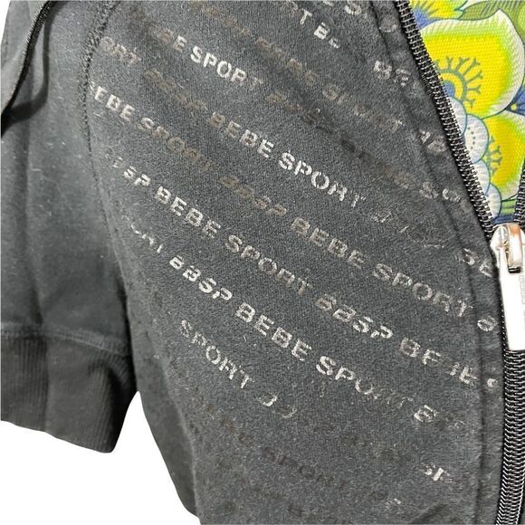 Bebe Sport Black Short Sleeve Zipper Hoodie - Picture 3 of 3